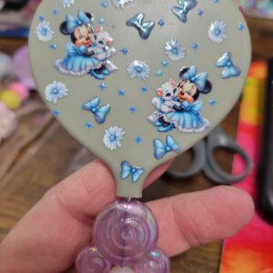 Grey Handheld Heart Mirror with Minnie