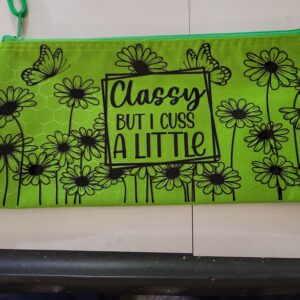 Green Bag with Butterflies and Flowers