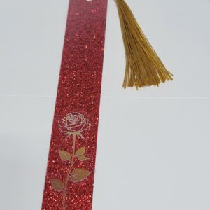 Sparkly red with gold rose Acrylic Bookmark