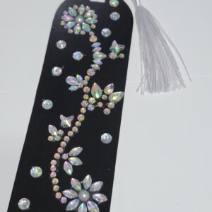 Black with crystal flowers Acrylic Bookmark