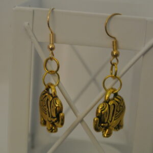 Gold and black elephant earrings