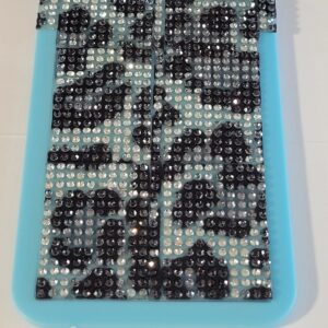 Light Blue Hard Cover ID Holder with Leopard Print Squares