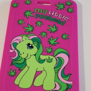 Pink Hard Cover ID Holder with My Little Pony and Weed Leaves
