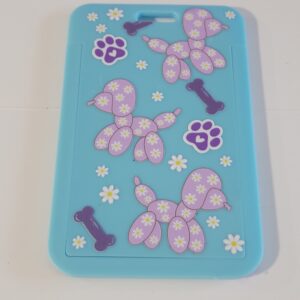 Blue Hard Cover ID Holder with Purple Balloon Dogs