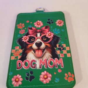 Green Soft Cover ID Holder with Dog Mom