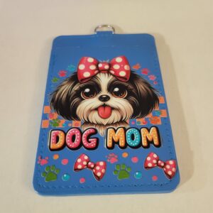 Blue Soft Cover ID Holder with Dog Mom