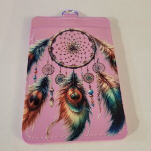 Pink Soft Cover ID Holder with Dream Catcher