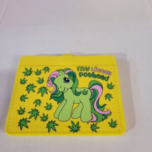 Yellow Soft Cover ID Holder with My Little Pony and Weed Leaves