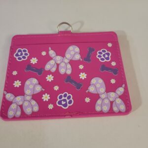 Pink Soft Cover ID Holder with Purple Balloon Dog