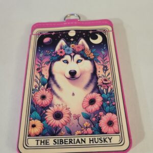 Pink Soft Cover ID Holder with Huskey