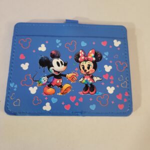 Blue Soft Cover ID Holder with Mickey and Minnie