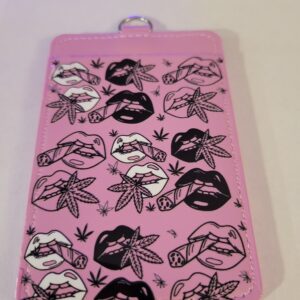 Pink Soft Cover ID Holder with Lips