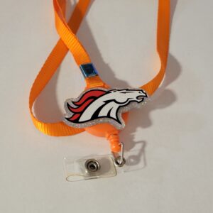 Broncos with Orange Lanyard