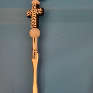 Silver Letter Opener with Black and White Cross