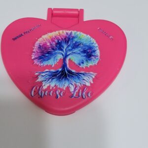 Pink Heart Compact Mirror with Awareness