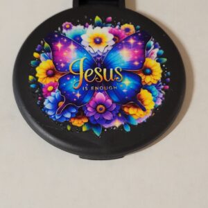 Black Compact Mirror with Butterfly