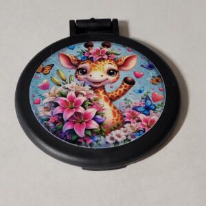 Black Compact Mirror with Giraffe