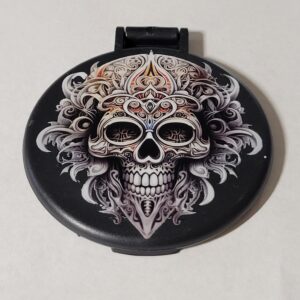 Black Compact Mirror with Skull