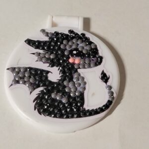 White Compact Mirror with Black and Grey Dragon