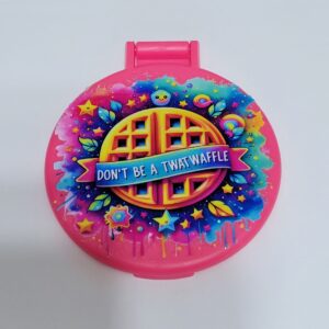 Pink Compact Mirror with Waffle
