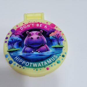 Yellow Compact Mirror with Hippo
