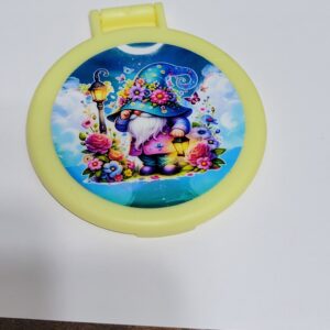 Yellow Compact Mirror with Gnome