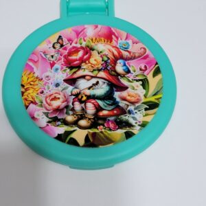 Mint Green Compact Mirror with Gnome