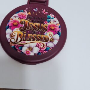 Burgundy Compact Mirror with Blessed
