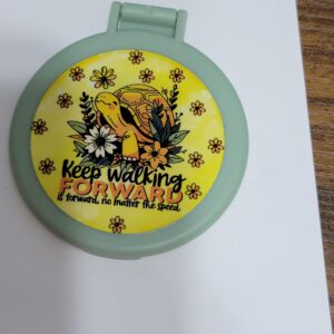 Green Compact Mirror with Turtle
