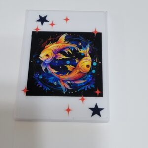 White Square Compact Mirror with Koi Fish