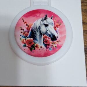 White Compact Mirror with Horse