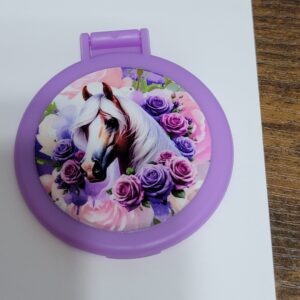 Purple Compact Mirror with Horse