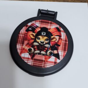 Black Compact Mirror with Cow
