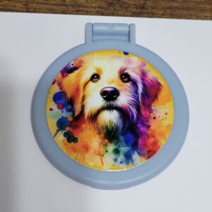 Blue Compact Mirror with Dog