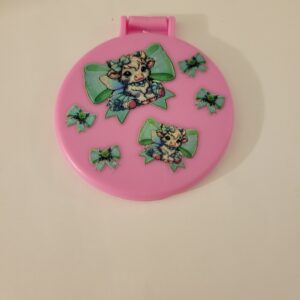 Pink Compact Mirror with Cows