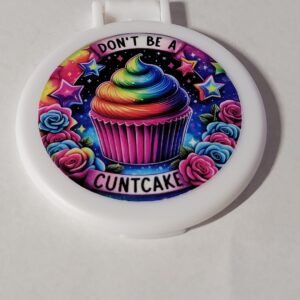 Black Compact Mirror with Cupcake