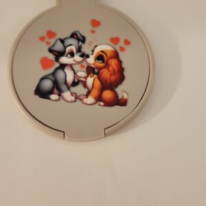 Tan Compact Mirror with Lady and the Tramp