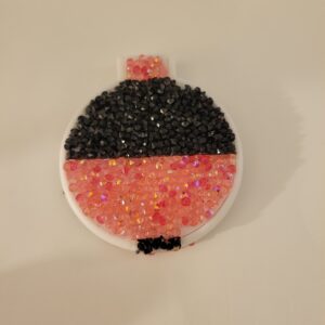 White Compact Mirror with Black and Pink Squares