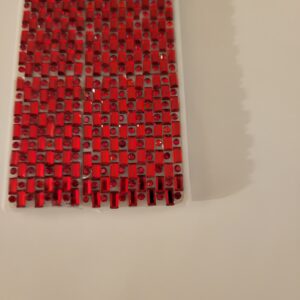 White Square Compact Mirror with Red Squares