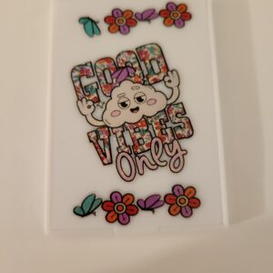 White Square Compact Mirror with Good Vibes