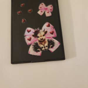 Black Square Compact Mirror with Cow