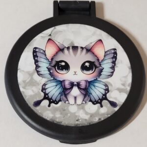 Black Compact Mirror with Cat