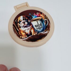 Tan Compact Mirror with Dog