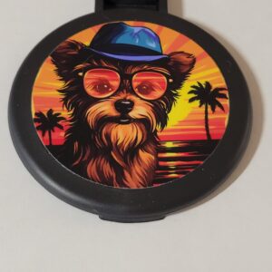 Black Compact Mirror with Dog