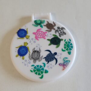 White Compact Mirror with Turtles