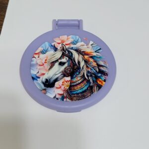 Blue Compact Mirror with Horse