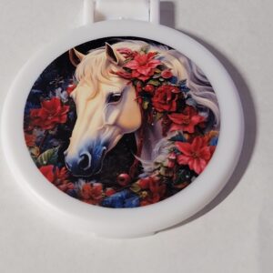White Compact Mirror with Horse