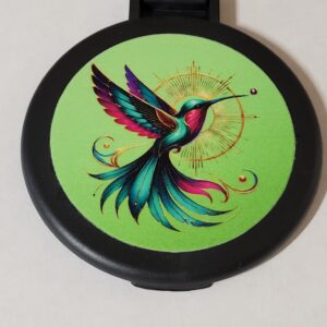 Black Compact Mirror with Hummingbird