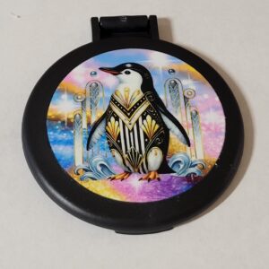 Black Compact Mirror with Penguin