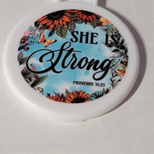 White Compact Mirror with She is Strong